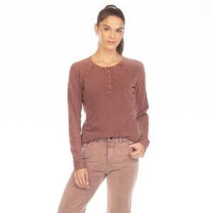 Hello Nite PAIGE LACE TRIM HENLEY Long Sleeve Comfy Soft